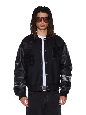PATCHED VARSITY JACKET BLACK