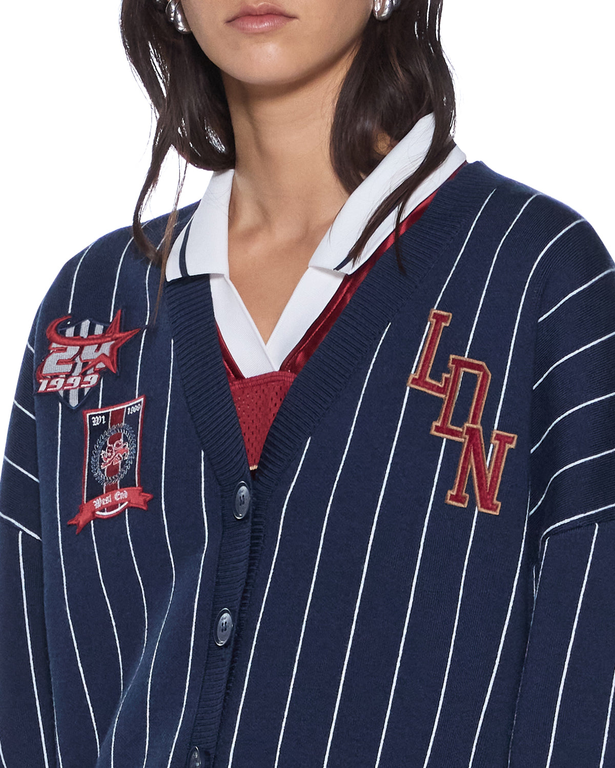 DEAN CARDIGAN NAVY PINSTRIPE - Image 3