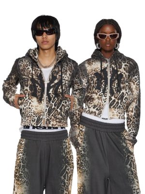 MOWALOLA ZIP HOODIE CHEETAH