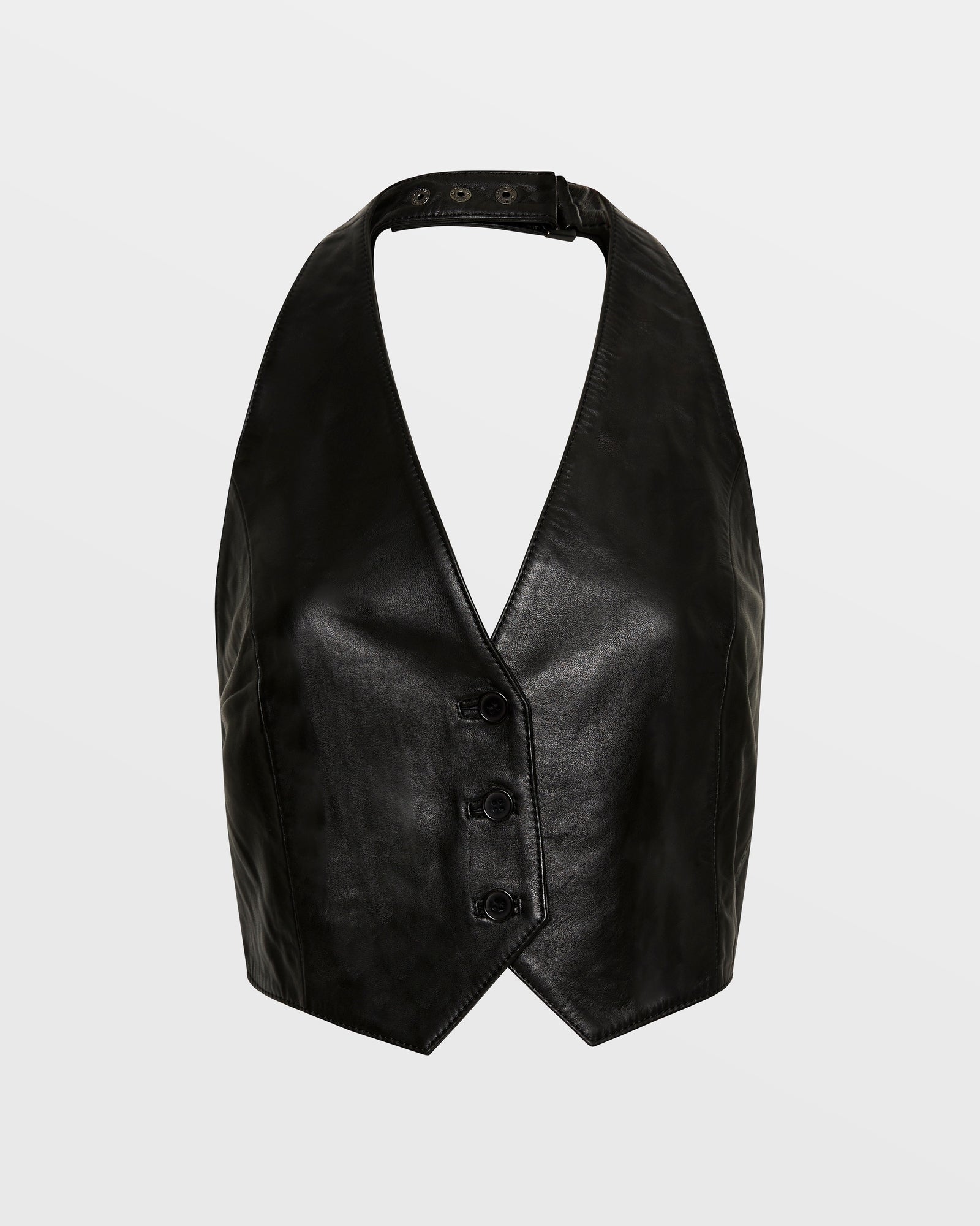 BRAZEN LEATHER WAISTCOAT BLACK - Image 5