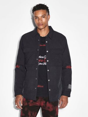 PIXEL QUILTED LS SHIRT BLACK