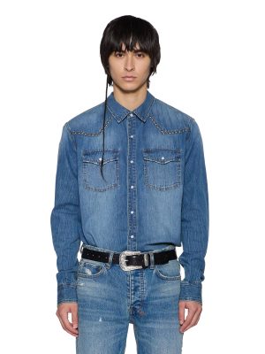 WHIPLASH LS SHIRT TEXAS BLUE STUDDED