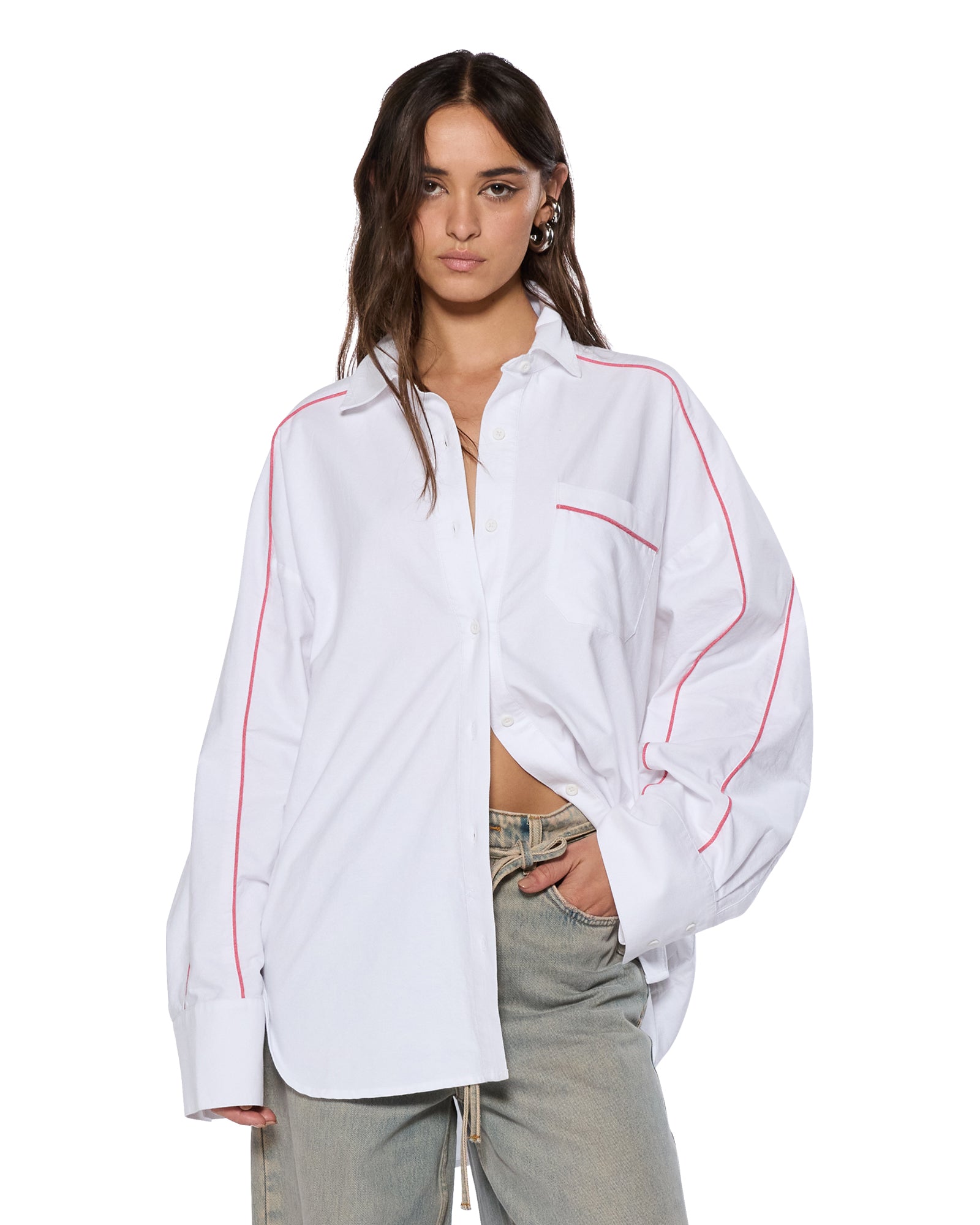 STINGER ASTRA LS SHIRT WHITE/RED