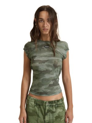 SHEER RIB CAMO SLIM TEE