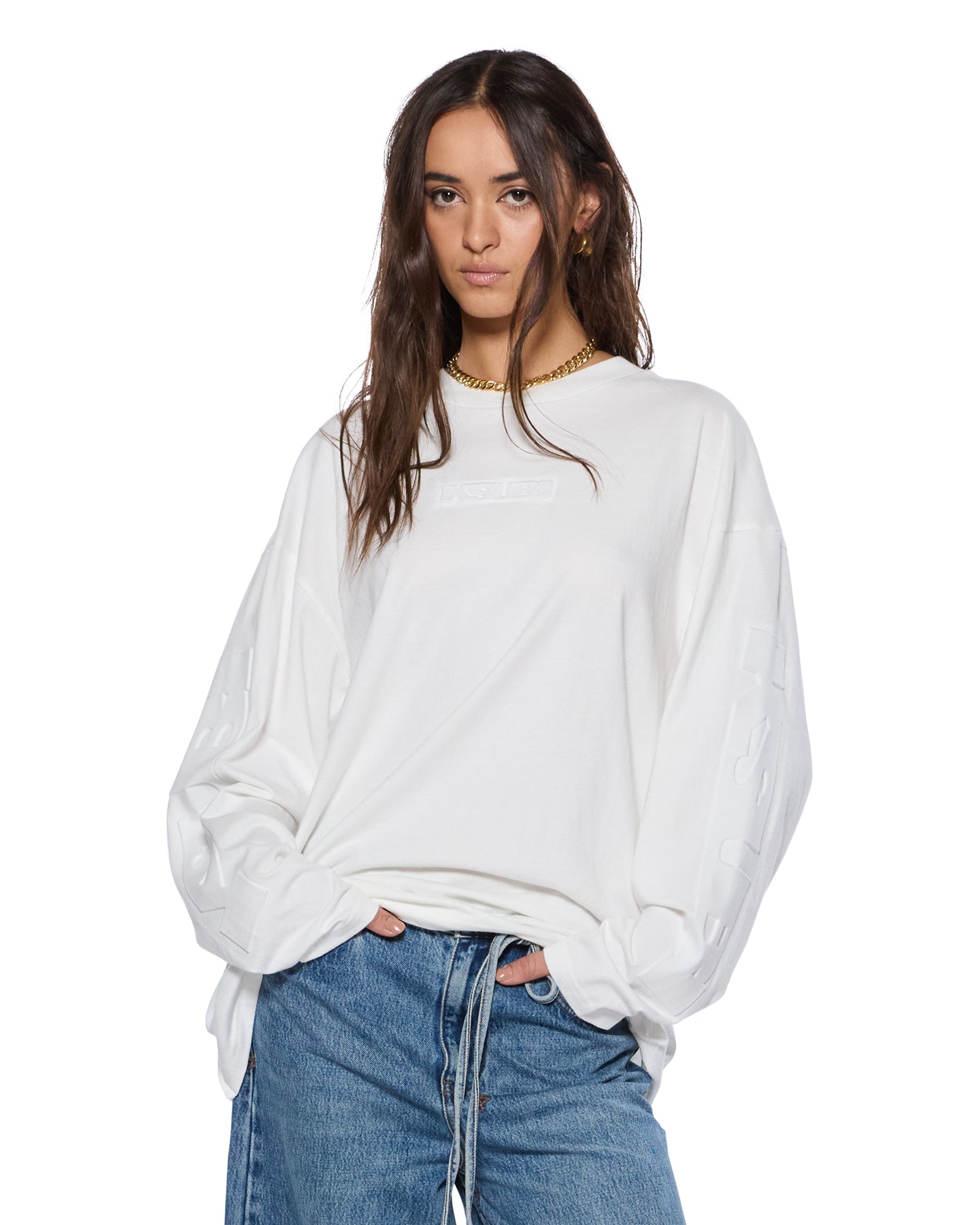 SOTT BOYFRIEND LS TEE VINTAGE WHITE