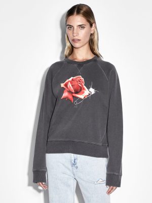 FEELS GOOD RAGLAN CREW CHARCOAL